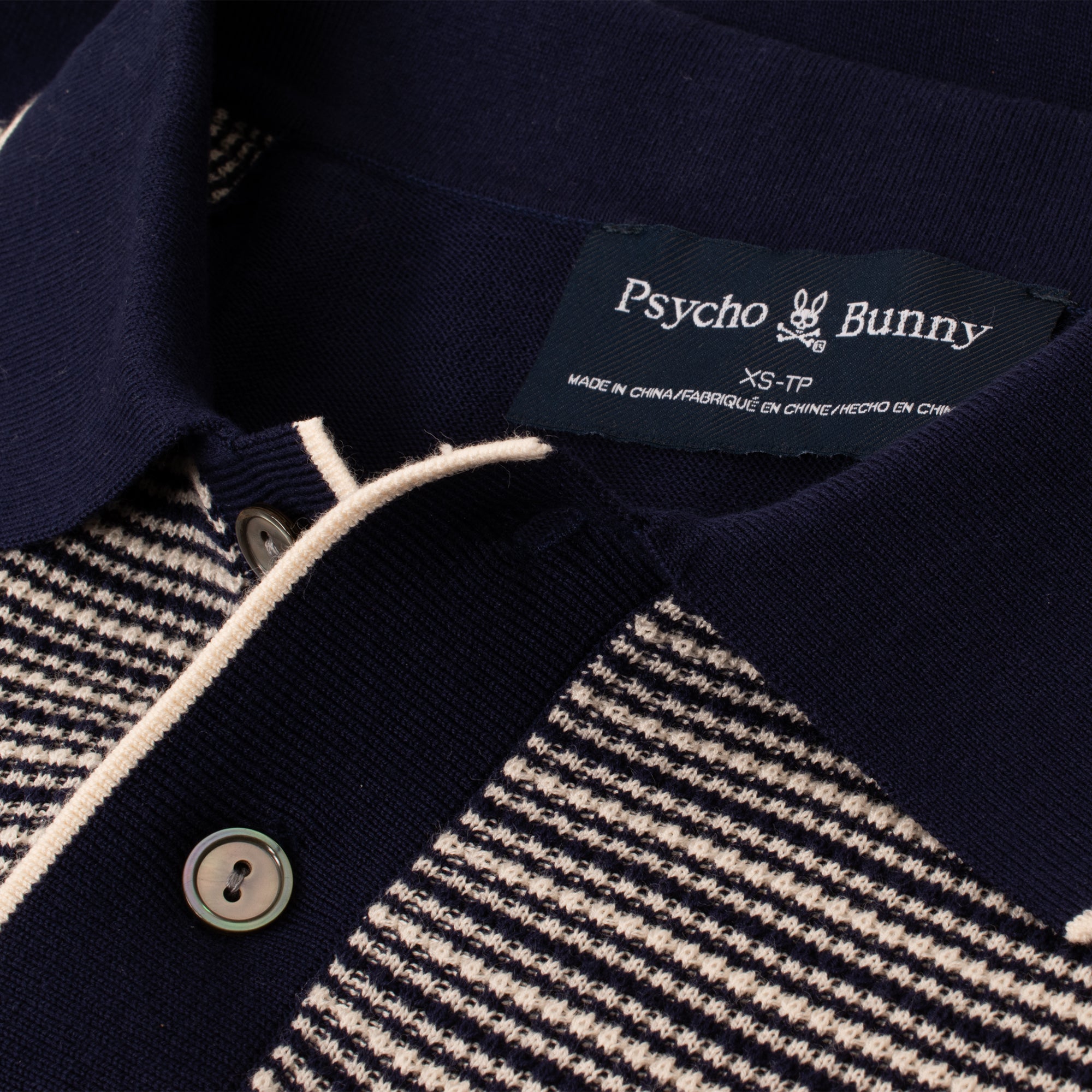 Psycho Bunny Kenny Striped Knit Mens Polo